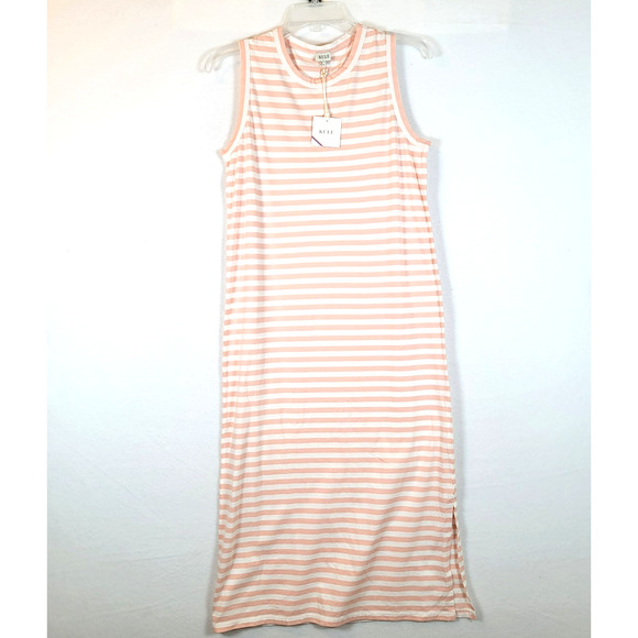 Kule Womens The Striped Maxi Tank Dress Size Small Pink Side Slits Minimalist - Picture 1 of 9